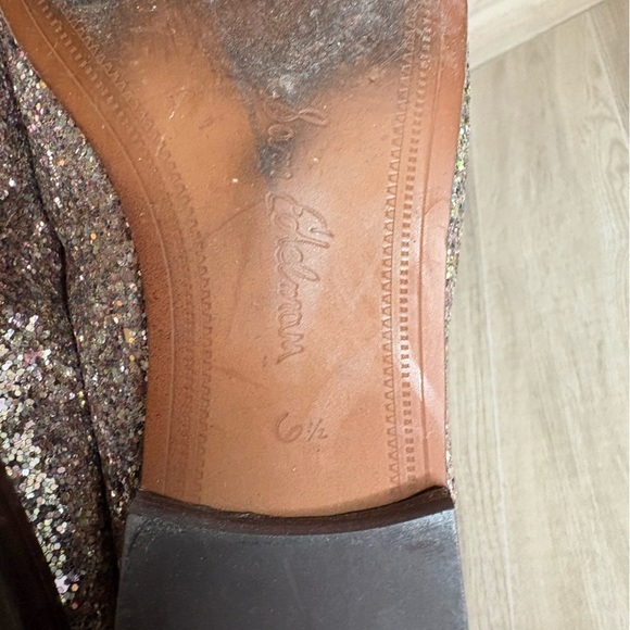 Sam Edelman Women's Loraine Glitter Gold Leather Loafers Sz 6.5 - Picture 3 of 12